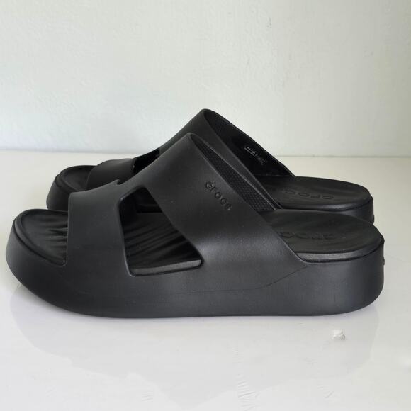 Crocs Getaway Platform H-Strap Sandal Women's 10 Black Beachy Boho Comfort Slide - Picture 4 of 9